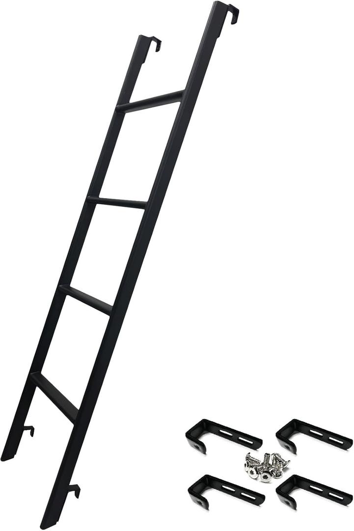 RV Bunk Bed Ladder One-Piece Steel, 66" Bunk Bed Ladder with Flexible and Adjustable Hooks, Safe and Non-Slip Bunk Ladders for RV Home Dormitory, Load-Bearing 330 Pounds