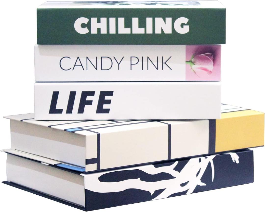 Decorative Faux Books for Decoration, Decorative Books Set for Home Decor, Fake Books for Decoration, Hardcover Designer Books Decor Set for Entry Table, Living Room, (Green C)