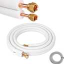 50 Ft Mini Split Line Set, 1/4" & 3/8" OD Flared Copper Tubing Pipes and 3/8" Thickened PE Insulated Coil with Nuts & Kit for Mini Split Air Conditioner & Heat Pump System
