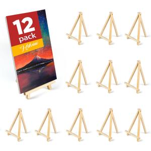 12PCS Wood Easels - 9.4" X 6.3" Tabletop Easels - Easel Stand for Painting Canvases, Arts and Crafts, Tripods, Kids Student Party Painting Easels, Portable Canvas Photo Picture Sign Holders