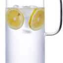 1.5 L Glass Pitcher with Lid and Spout, Cold or Hot Water Drinking Jug for Homemade Iced Tea and Juice