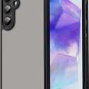 Case for Samsung Galaxy A55,Translucent Matte Hard PC Back & Soft TPU Bumper Protective Phone Cover with Dropproof,Anti-Fingerprint,Slim Frosted Case,Matte Black