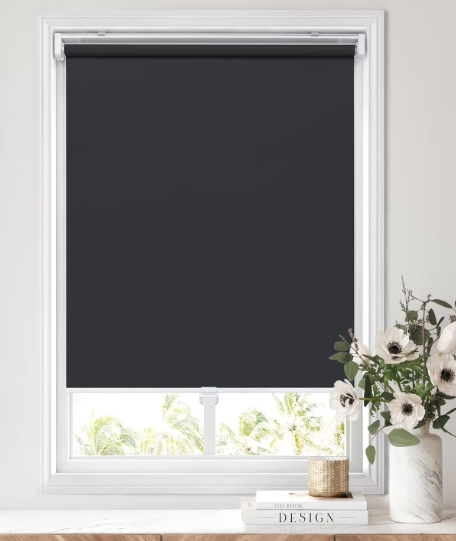 LazBlinds 100% Blackout Roller Shades, No Tools No Drill Cordless Blinds for Windows, Thermal Insulated UV Protection Privacy Window Shades for Bedroom (36''W x 72''H, Black)