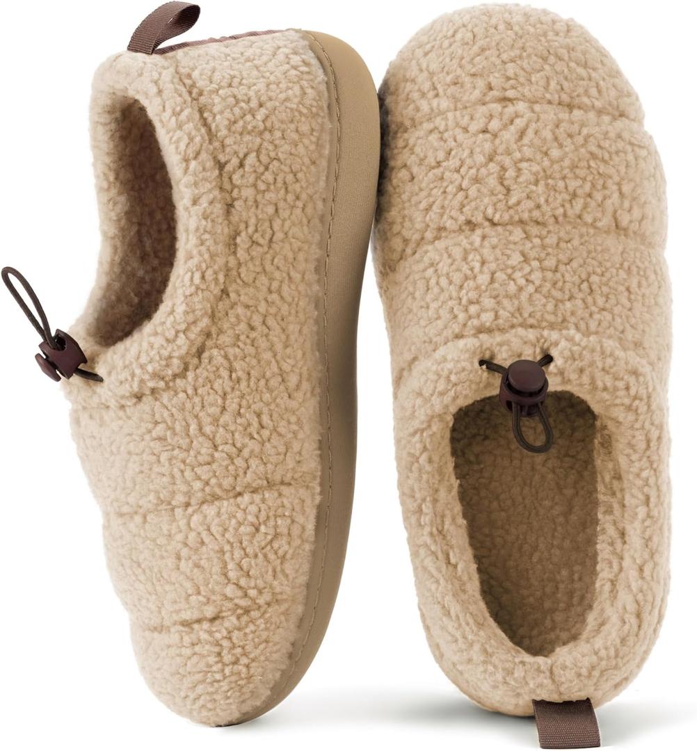 RockDove Womens Sherpa Fleece Camp Slippers Memory Foam Indoor Outdoor Machine Washable