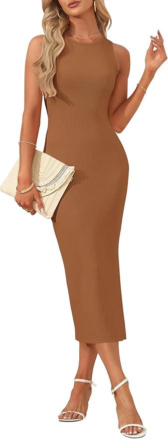 AUSELILY Womens Summer Bodycon Dresses 2025 Basic Casual Sleeveless, Size Small