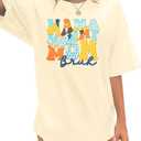 Mom Shirts for Women Mama Mommy mom Bruh T Shirts Mother's Day Funny Casual Oversized Tee Tops Apricot M