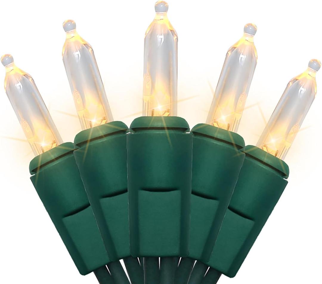 10 Lights LED Christmas Lights - Warm White Mini String Lights Flicker-Free for Small Tree, Crafts, Bottle, Wreath, Indoor and Outdoor Use, UL Certified, Non-Connectable, 5 Feet Green Wire