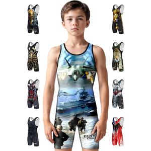 Exxact Sports Sublimated Adult & Youth Wrestling Singlet - Premium Powerlifting Singlet for Men & Boys, Unisex Singlets (Medium, Us Army)
