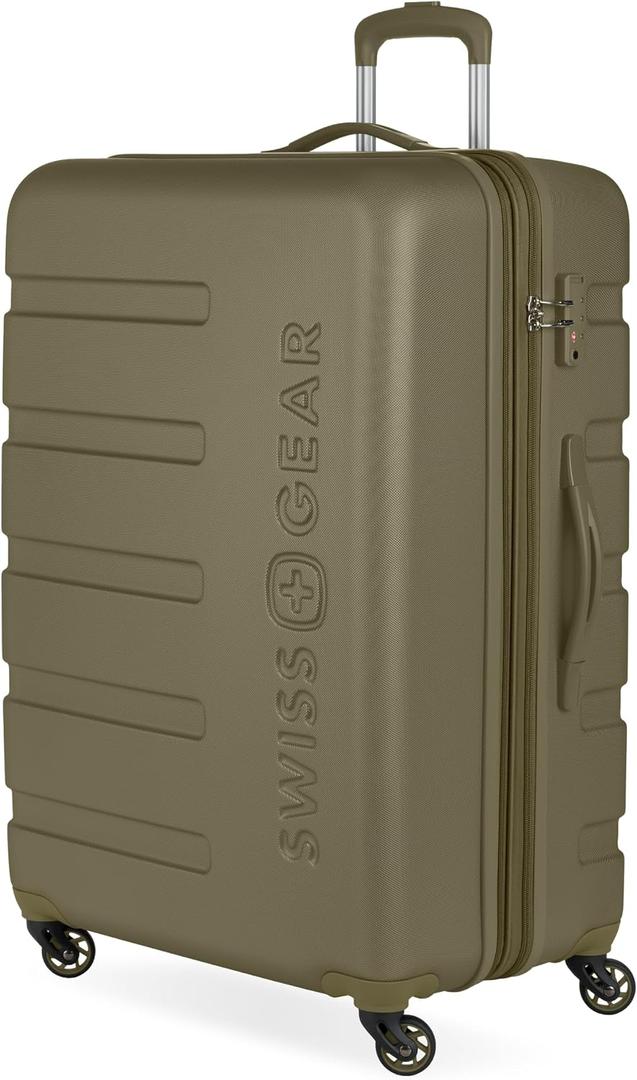 SWISSGEAR Signature Hardside Expandable Checked Large Spinner Luggage, ABS Construction, TSA-Friendly Lock, Olive Branch, 27-Inch
