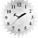 12 Inch Metal Wall Clock with Circular Saw Blade Dial, Handsaw and Hammer Pointer,Great Decor for Garage,Workshop and Man Cave (Silver)