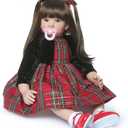 Reborn Toddler Dolls Realistic Girl 24 Inch Real Looking Soft Silicone Limbs and Head Soft Cloth Weighted Body Cute Baby Dolls with Beautiful Princess Dress