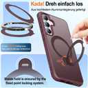 HuwaiH 360 Rotatable Magnetic Ring Stand for Samsung Galaxy S24 Plus/S25 Plus Case, Compatible with MagSafe, Military-Grade Shockproof, Anti-Scratch Matte Translucent Phone Case(Burgundy)