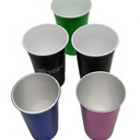 Mix Of 2 Stainless Steel Cups Stackable, 3 Plastic Party Cups 15 Oz