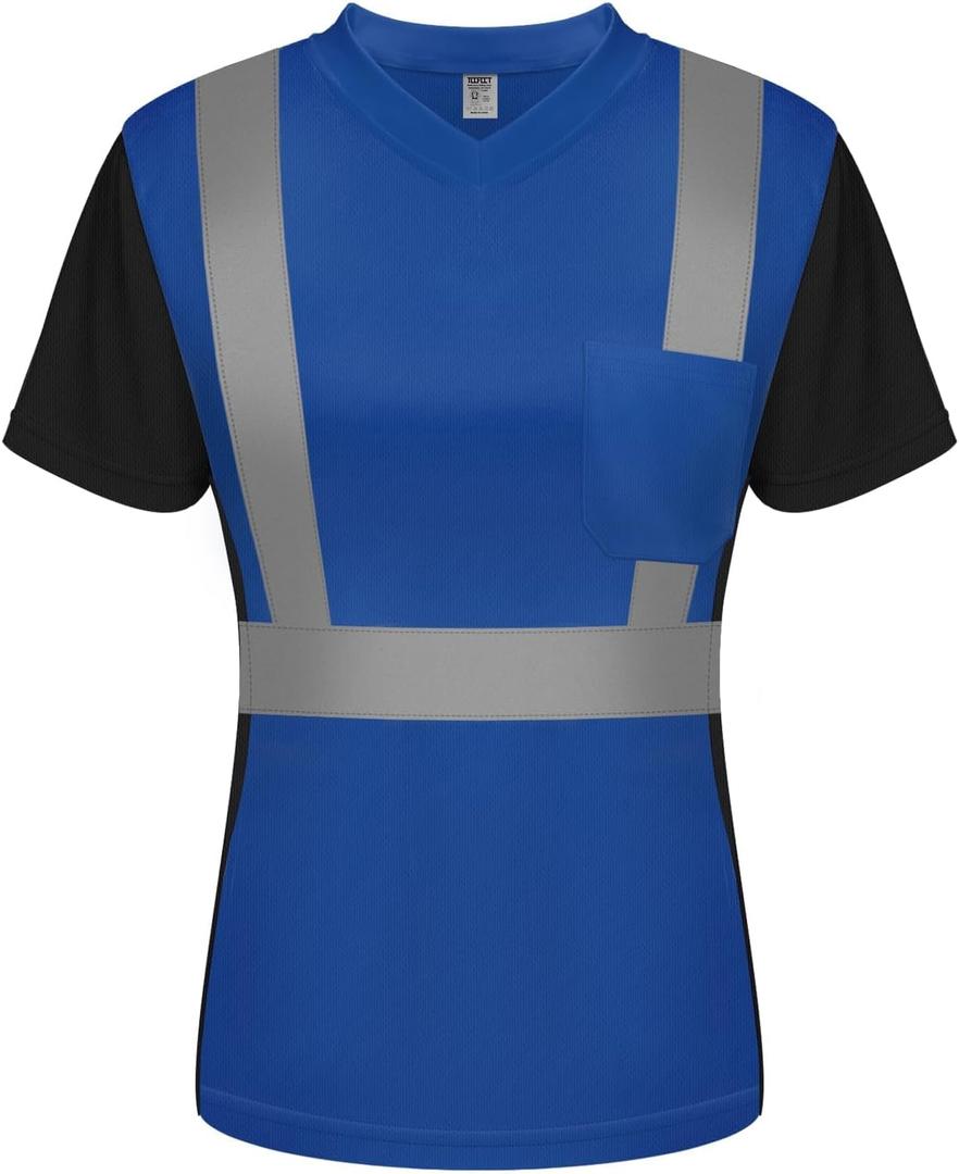 TCCFCCT Safety Shirt, Hi Vis with Reflective, Quick Drying DX WP-Blue XS