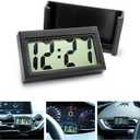 Osilly Mini Digital Clock for Car Dashboard, Battery Operated & Clear LCD Screen Time Display, Small Digital Clock with Self-Adhesive Bracket (Black)