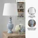 Signature Design by Ashley Cylerick Vintage Terra Cotta and Wood Table Lamp with 3-Way Switch, Blue