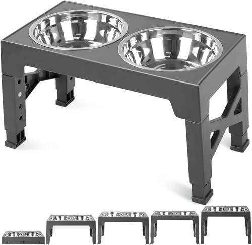 Pet Supplies : Niubya Elevated Dog Bowls with 2 Stainless Steel Dog Food Bowls, Raised Dog Bowl Adjusts to 5 Heights (3.15", 8.66", 9.84",11.02", 12.2") for Small Medium and Large Dogs : Amazon.com