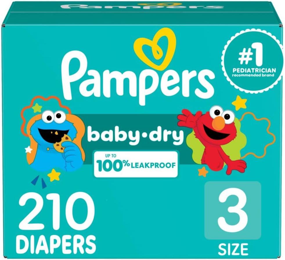Pampers Diapers - Baby Dry - Size 3, 210 Count, Absorbent Disposable Infant Diaper 