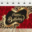 Cheetah Print Backdrop Rose Black Gold Leopard Print Birthday Background Men Women Adult Cheetah Party Decorations Girls Cake Table Photo Shoot Props-7X5FT