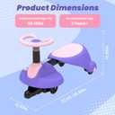 Electric Wiggle Car for Kids,6V Wiggle Car with LED Flashing Wheels & Music Speaker, Ride on Toys with Anti-Rollover & Flexible Steering, Adjustable-Length Car for Ages 3 and Up 66 LBS(Pink-Purple)