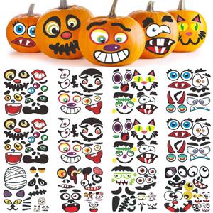 Halloween Pumpkin Stickers, Make 60 Faces Pumpkin Decorating Stickers with 12 Sticker Sheets Jack O Lantern Stickers