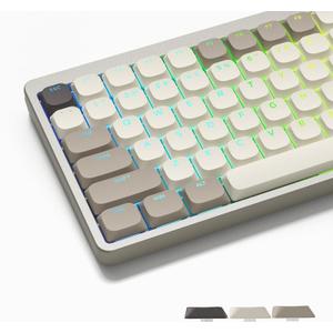 Womier Low Profile Keycaps - Shine Through Keycaps 60 65 75 100 Percent PBT Key Cap Ste, Full Size for Cherry Gateron MX Switches Mechanical Keyboard - Khaki Grey (Brown)