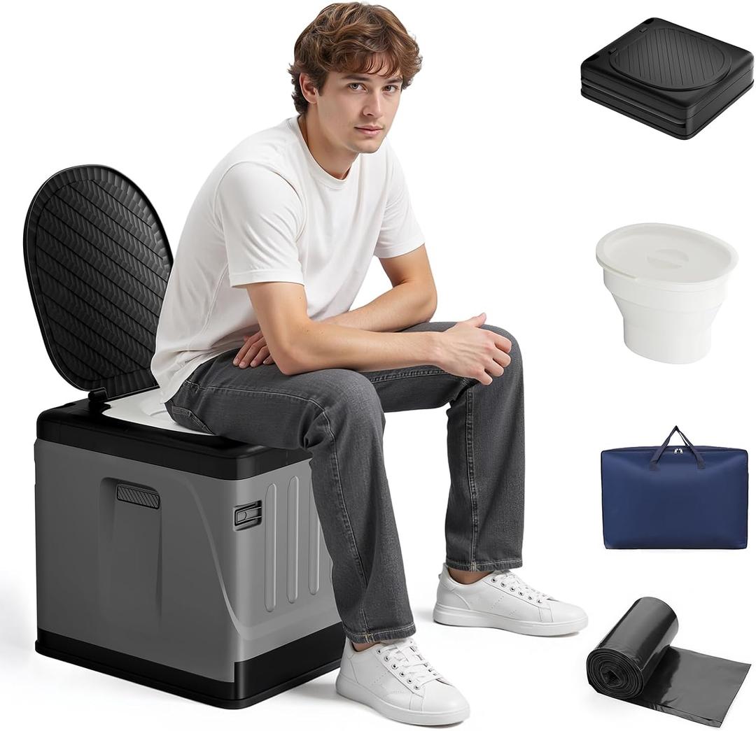 Portable Camping Toilets for Adults - Extra Large Travel Porta Potty with InnerPotty and Carry Bag, 400lbs Load Camp Toilet for Car, Hiking, RV, Beach, Indoor, Outdoor