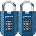Gym Locker Lock, Indoor & Outdoor 4-Digit Combination Padlock | Weatherproof, Easy-to-Read Dials, Sturdy, Hardened Steel Shackle, for Lockers, Cabinets, Sheds & Gates, 2-Pack, Blue