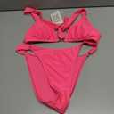QJQ Women's 2 Piece Cheeky Bikini Sets Tie Back Ring Linked Brazilian Swimsuit Sexy Triangle Bathing Suit (Pink, M)