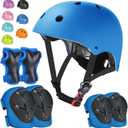 Kids Bike Helmet Set Adjustable Helmet for Ages 3-15 Kids Toddler Boys Girls Youth, Multi-Sport Bicycle Skateboarding Football Rollerskating Scooter Rollerblade Balance Bike Helmets (Medium: 20.47"-22.83" / 8-14 year, Blue)