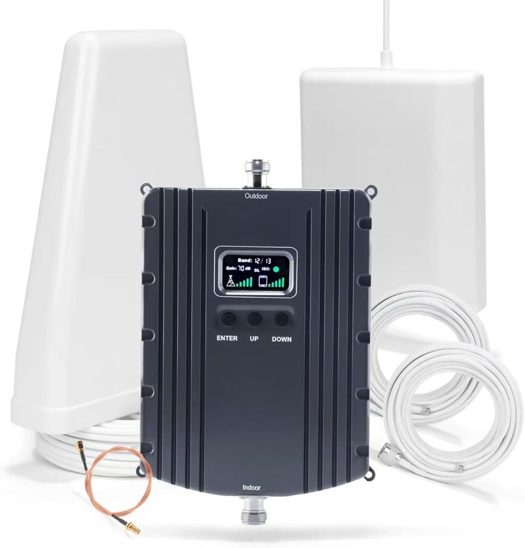 Cell Phone Booster for Home & Office,Up to 5500Sq Ft,Cell Phone Signal Booster for Band 2/25 / 4/66 / 5/12 / 17/13 with All U.S. Carriers,Boosts 5G 4G LTE, FCC Approved Cell Booster