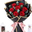 Lewondr Flower for Delivery, Preserved Flowers Bouquet, Red Roses Bouquet, Real Long-Lasting Forever Birthday Flowers Gifts for Her Wife Girlfriend Valentines Day Anniversary Mothers Day, Black-Red