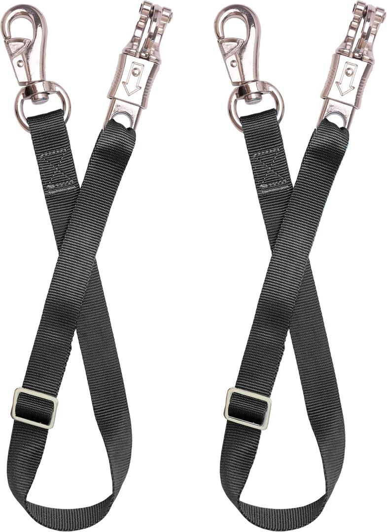 Adjustable Trailer Tie 2 Pack-Horse Trailer Nylon Strap TieAdjusted from 25 to 37 (Black)