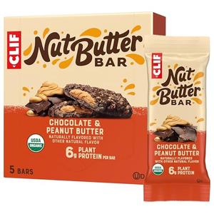 CLIF Nut Butter Bar - Chocolate Peanut Butter - Energy Snack Bars - Non-GMO - USDA Organic - Plant Based - Low Glycemic - 1.76 oz. (5 Pack) Best By: 06/SEP/2026