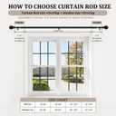 Modern Black Curtain Rods 2 pack for Windows 28 to 48 Inches Adjustable Length Heavy Duty 1" Diameter Short Window Curtain Rod with Round Decorative Finials for Bedroom Living Room Kitchen Farmhouse