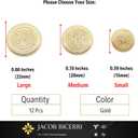 Gold Metal Shank Buttons - 12 Pcs - 3 Size Options - Kingdom Round Metal Shank Buttons for Men Women Blazer Coat Uniform Shirt Suit and Jacket Sewing Craft DIY N4002 (Medium)