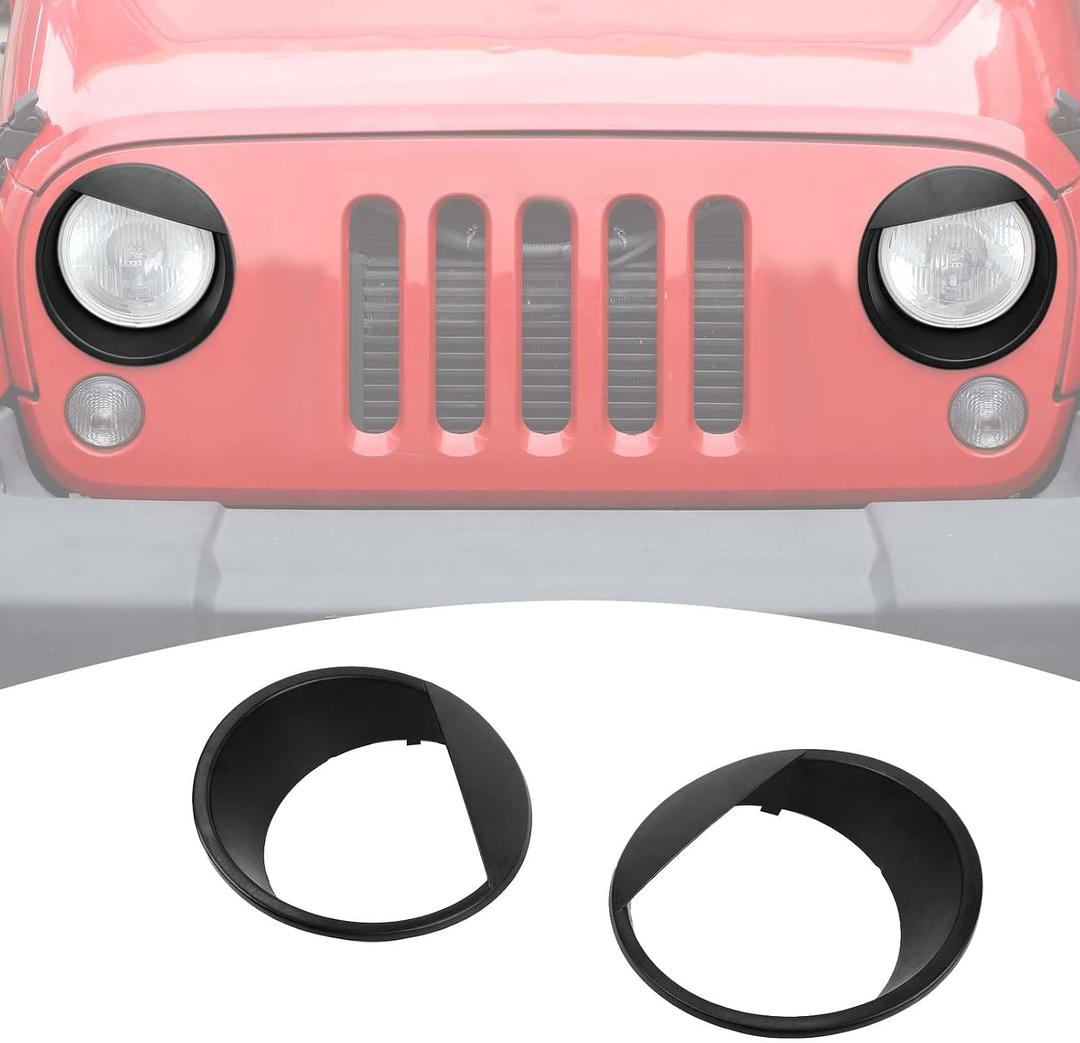 for Jeep JK Angry Eyes Headlight Cover Trim Bezels for Jeep Wrangler JK JKU 2007-2017 Black Exterior Accessories 2pcs