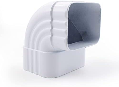 2 x 3 inches Downspout Gutter Rainwater Pipe Diverter Aluminum Downspouts Adapter Elbow Corner Reusable Water Pipes Fitting Connection for House Overboard System 90 Degree (White)