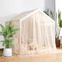 Kids Play Tent with Star-Shaped Window, Indoor Play Tents for Toddlers 1-3, Playhouse Tent for Girls & Boys, Children's Tent with Breathable Netting (Boho) (Beige)