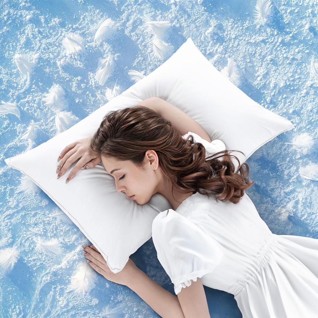 LBRO2M Canadian Fluffy Goose Down Pillow King Size 1050 Fill Power 80% Goose Down with 600TC 100% Cotton Pillow Shell Down Pillows Ideal for Plush Comfort and Support (20"X36", Set of 1) (White)