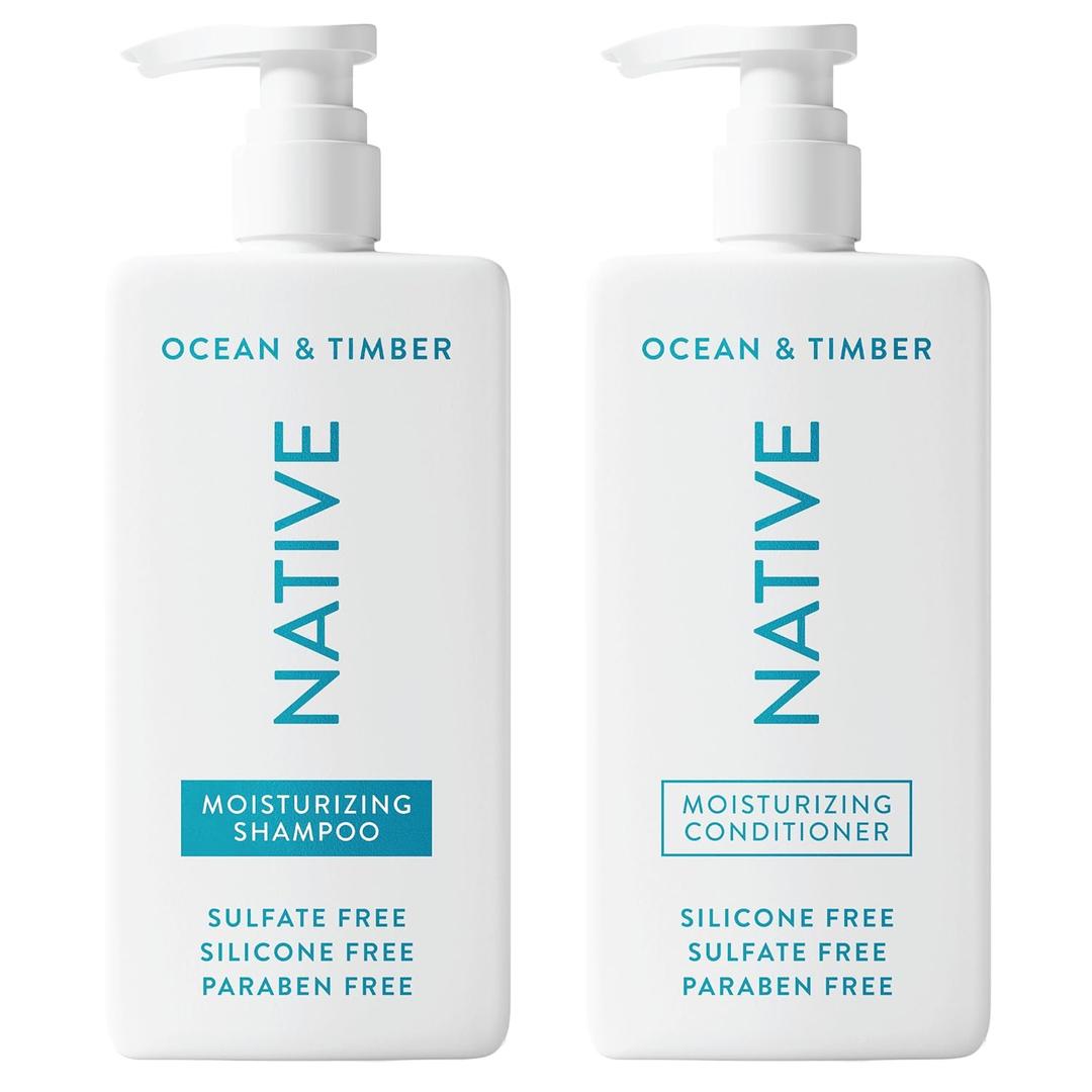 Native Ocean & Timber Shampoo and Conditioner Contain Naturally Derived Ingredients | All Hair Types, Color & Treated, Fine to Dry Damaged, Sulfate & Dye Free - 2-Pack