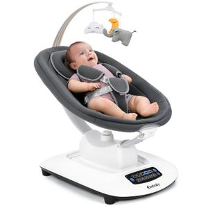 Ezebaby Baby Swing for Infants with 5 Unique Motions, 5 Speeds, 5 Lullabies, Electric Baby Swings with 5-Point Harness, Remote Control, Bluetooth Enabled, Timer Function, Grey