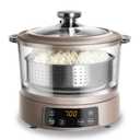 COOK WITH COLOR 3L Glass Mini Low Carb Rice Cooker Holds 2 Cups Raw/Makes 6 Cups Cooked with Auto Lift Filter Basket, Hotpot & Steamer for Rice, Grains, Digital Panel with Keep Warm, Goat/Mink