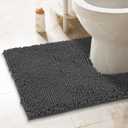 ITSOFT 24"x21" U-Shaped Non-Slip Shaggy Chenille Toilet Contour Bathroom Rug with Water Absorbent, Charcoal Gray