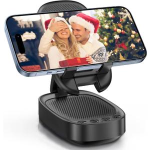 Cell Phone Stand with Wireless Bluetooth Speaker, Unique Gifts for Men/Women, Adjustable Phone Holder with 5 LED Light Modes, Anti-Slip Base HD Surround Sound, Phone Speaker Amplifier for iPhone/iPad (Black)