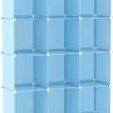 AWTATOS Cube Storage Organizer Protable Closet Organizers and Storage for Kids DIY Stackable 12 Cube Storage Shelves Clothes Organizer for Bedroom, Home, Blue