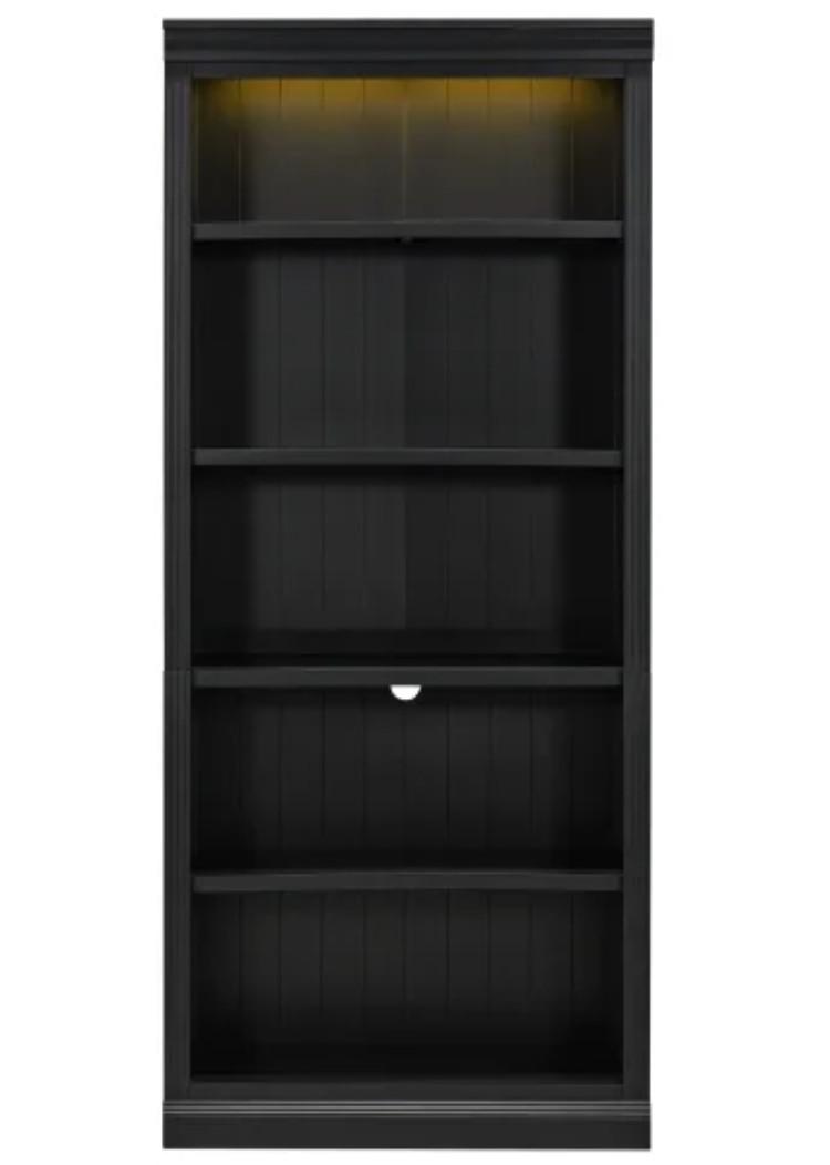 83.4" Tall Wood Bookcase with light strip,5-Tier Decor Bookshelves with Adjustable Shelves,Storage Organizer for CDs/Books/Movies, Free Standing