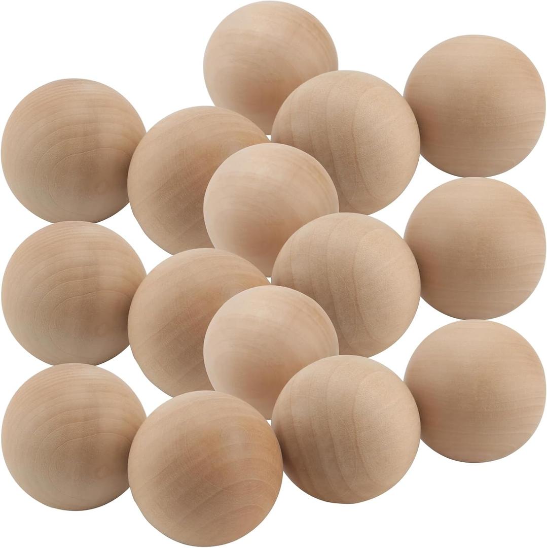 SENJEOK 24 Pack 2 Inch Wood Balls, 5cm Unfinished Wooden Balls Hardwood Craft Sphere for DIY Projects