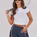 Caracilia Women Running Shorts Flowy Pleated Athletic Shorts Summer High Waisted Tennis Sporty Workout Gym Shorts (S)