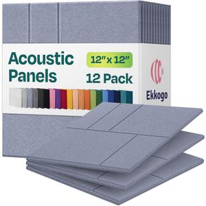 Acoustic Panels 12-Pack Soundproof Wall Panels 12"x12"x0.4" Decorative Sound Dampening for Your Home, Office, Studio, Bedroom & More with Unique GridFrame Carving [Dusky Gray]